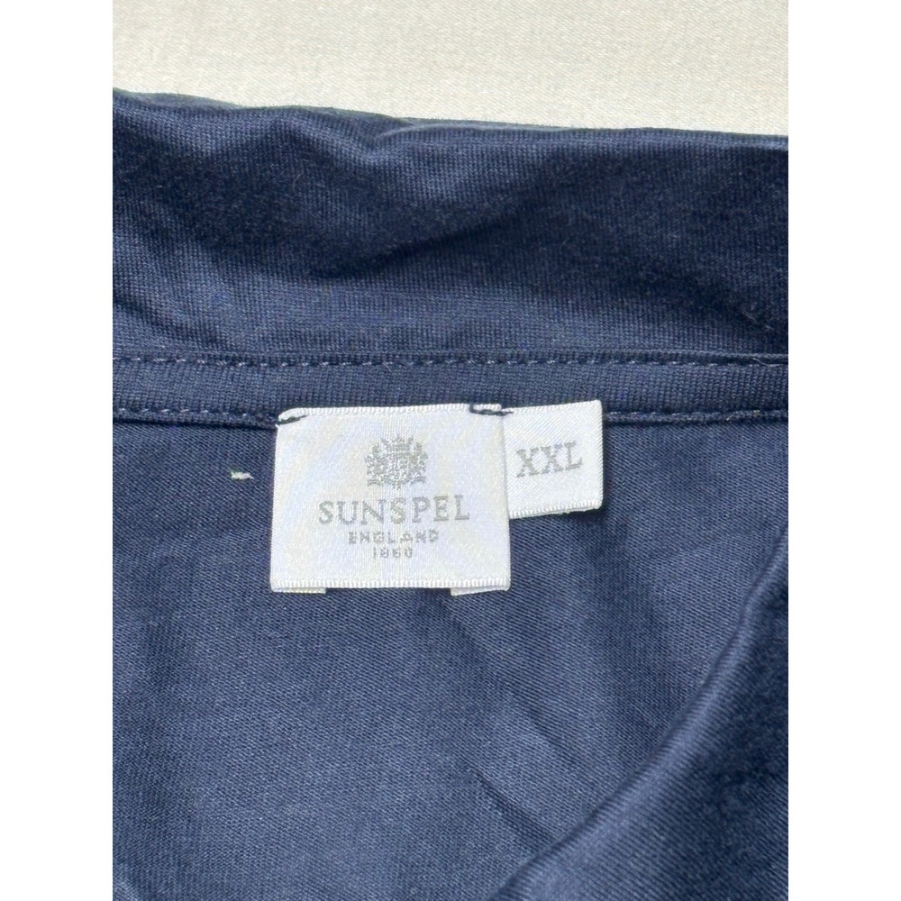Sunspel 1860 Mens Navy Blue Long Sleeve Cotton Polo Shirt XXL Made in England - Picture 2 of 6
